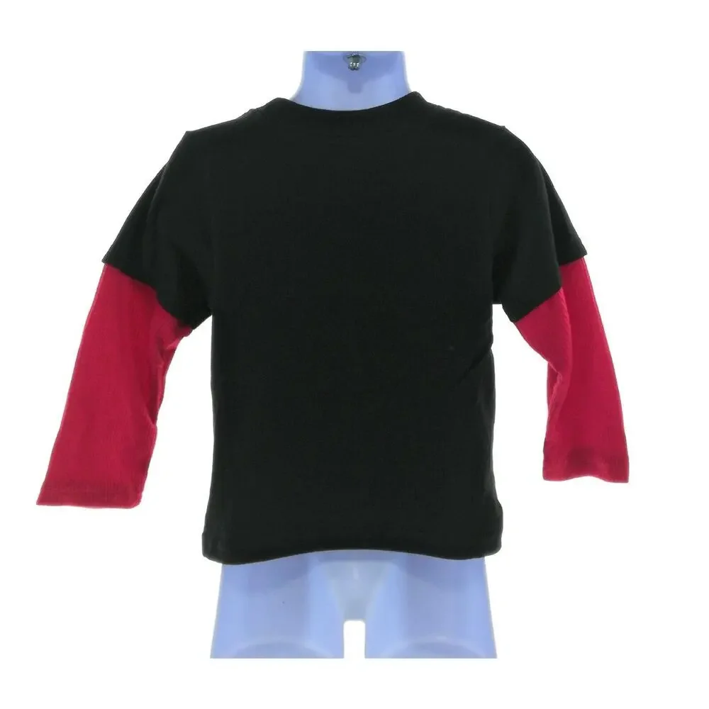 Holiday Time Boys 2T Christmas Shirt Black Red Long Sleeve Cotton